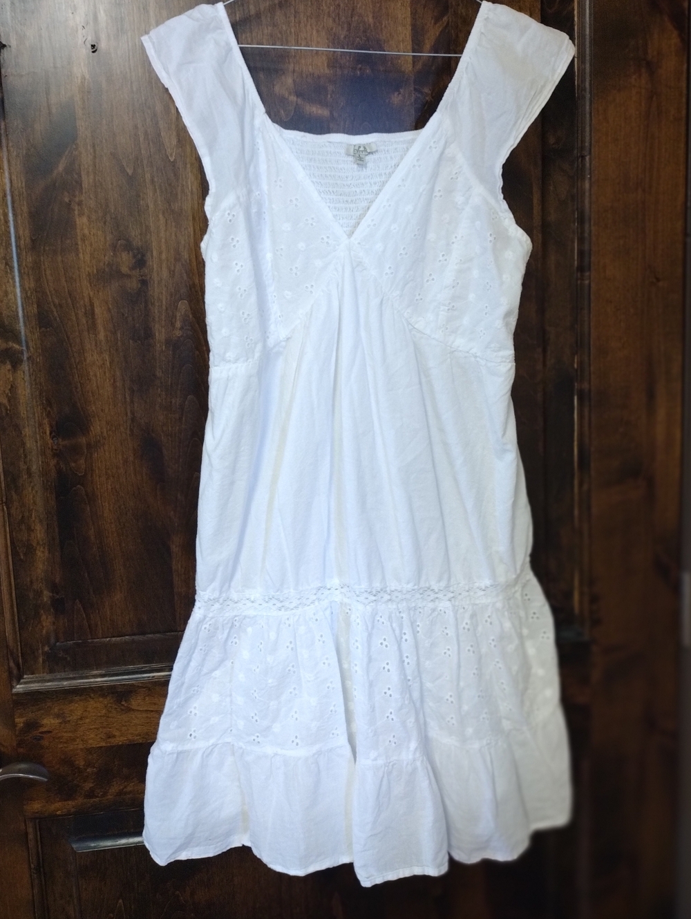 White Cottagecore Cotton Eyelet Summer Dress